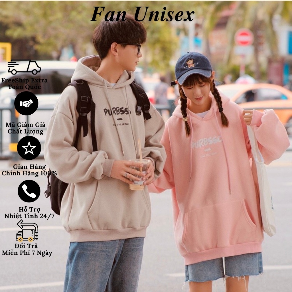 Áo khoác nỉ hoodie Purbsso form rộng nam nữ mặc đẹp unisex KNN36 - Fan Unisex