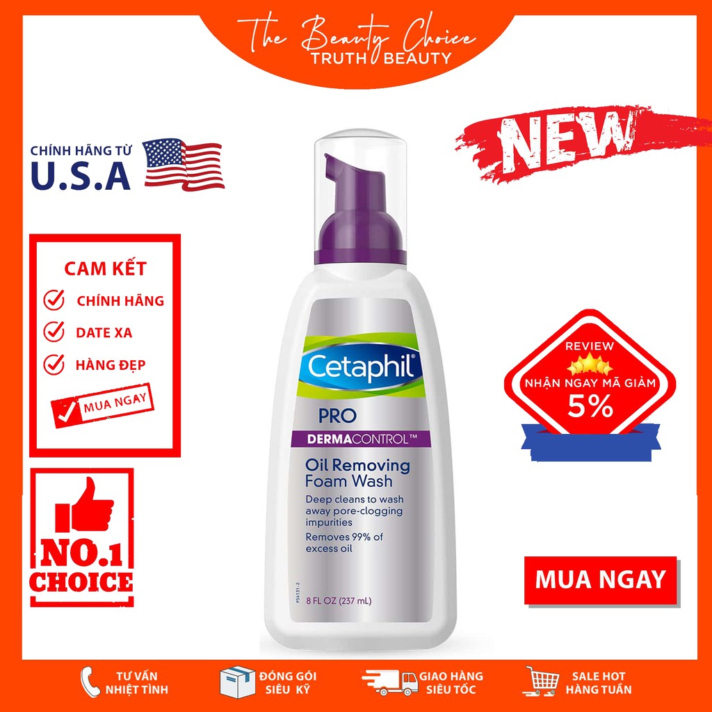 Sữa rửa mặt Cetaphil Pro DermaControl Oil Removing Foam Wash (237mL)