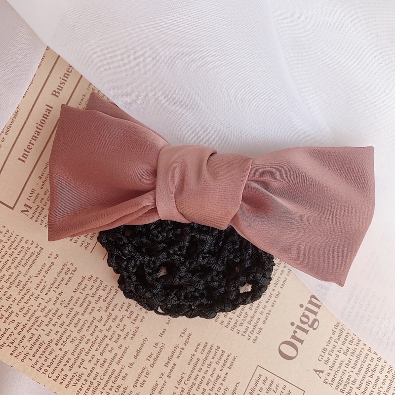 Kẹp tóc búi lưới công sở nơ lụa hàng thiết kế L10