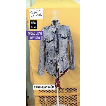áo khoác jean dây kéo màu xanh mốc bụi size S-M.S52