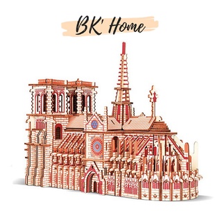 Đồ chơi lắp ráp 3D gỗ Birkeetoys mô hình Nhà Thờ Đức Bà cắt Lazer