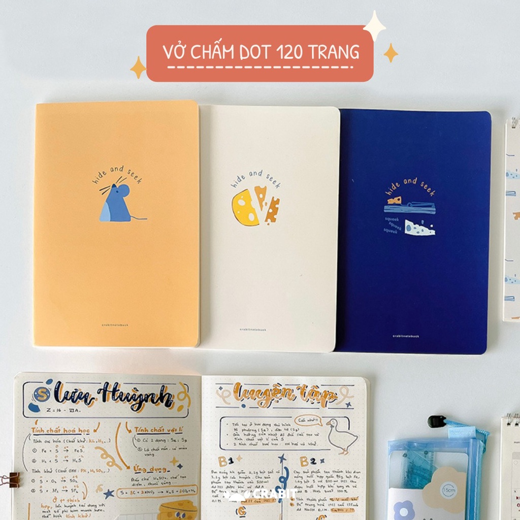 Vở kẻ ngang cornell chấm dot ô vuông Crabit - 120 trang