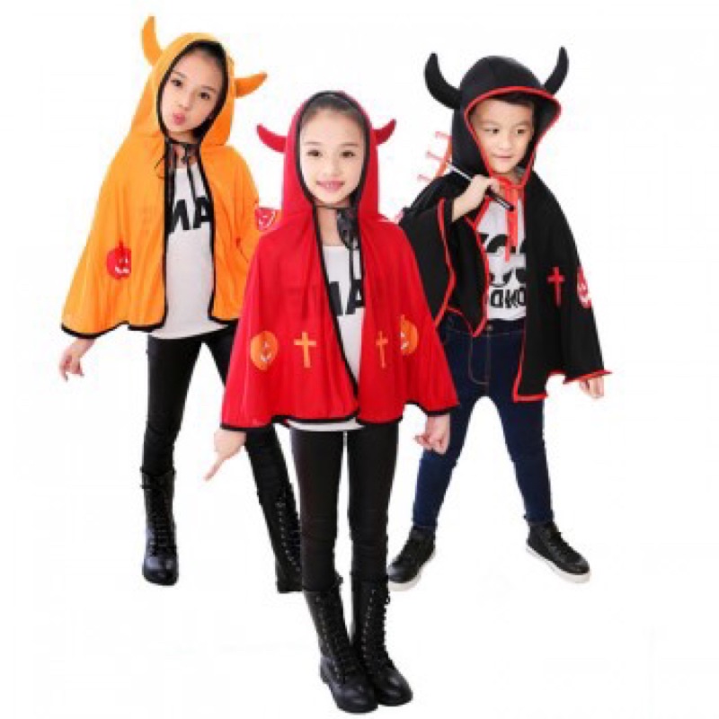 Áo choàng sừng hoá tran HALOWEEN / choàng sừng tiểu quỷ cosplay