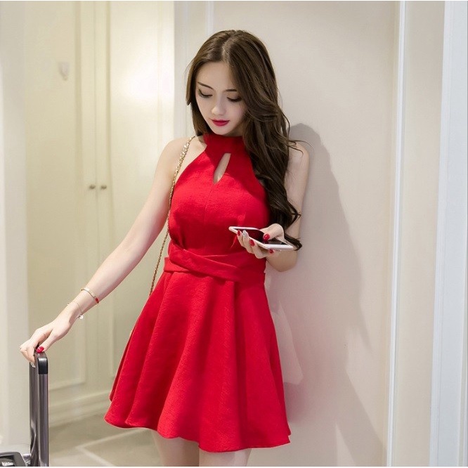 SP6815 Đầm xòe yếm nữ sát nách cao cấp hàng nhập