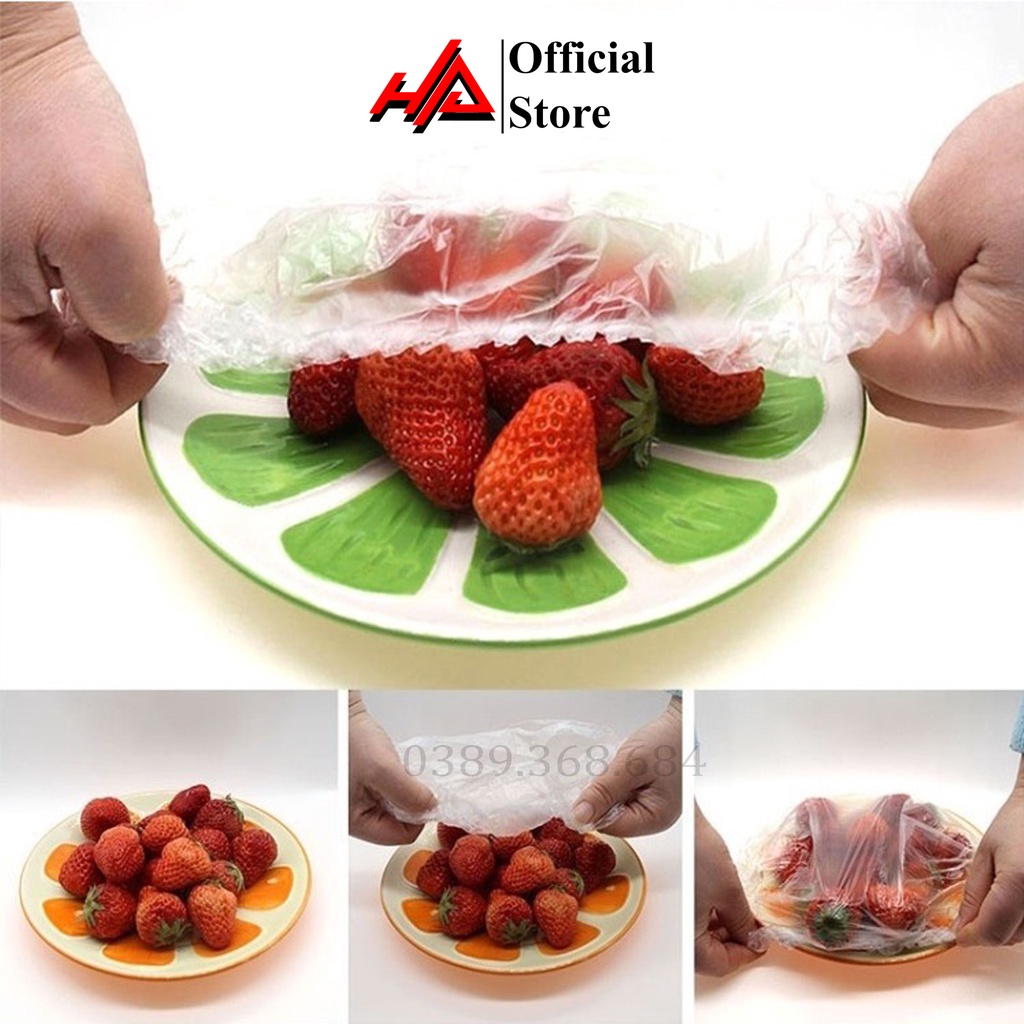 Màng bọc thực phẩm co giãn siêu dai có chun hình túi gấu set 100 chiếc - HAHA Store