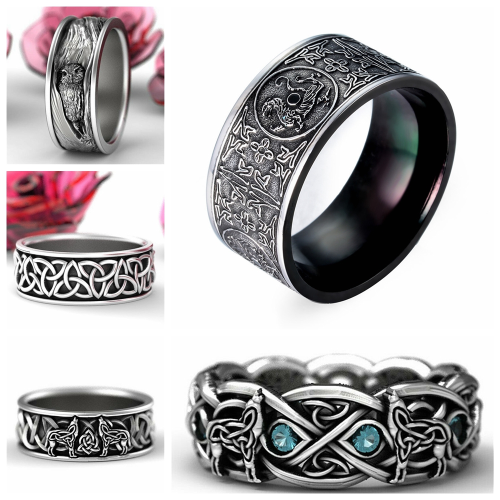 Nhẫn kim loại ROCK phong cách vintage cá tính cho nam