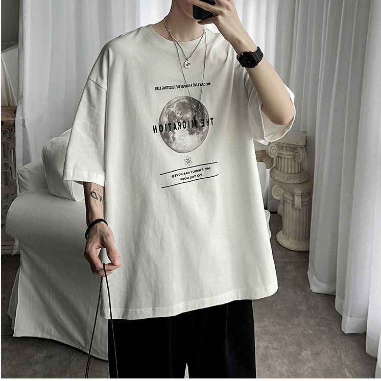 Áo thun tay lỡ unisex phom rộng JPA Moon basic tee mùa hè phông trơn nam nữ oversize J110