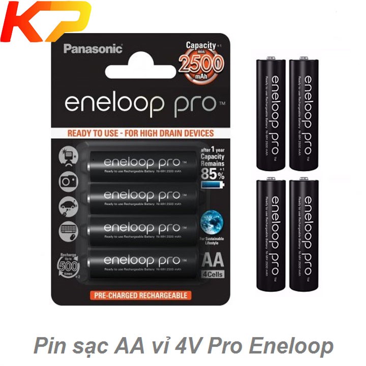 Bộ 4 pin sạc AA Panasonic Eneloop PRO 2550mAh Nhật Bản