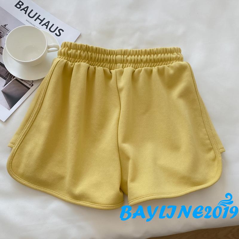 Quần Short Dây Rút Eo Cao Co Giãn Thêu Chữ Thời Trang Mùa Hè Cho Nữ