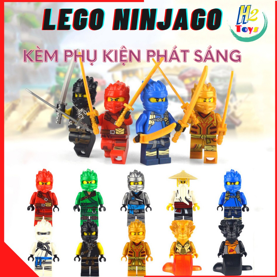 Đồ chơi lắp ráp Lego Ninjago gồm 8 nhân vật Lego minifigures Ninja kèm phụ kiện có thể phát sáng