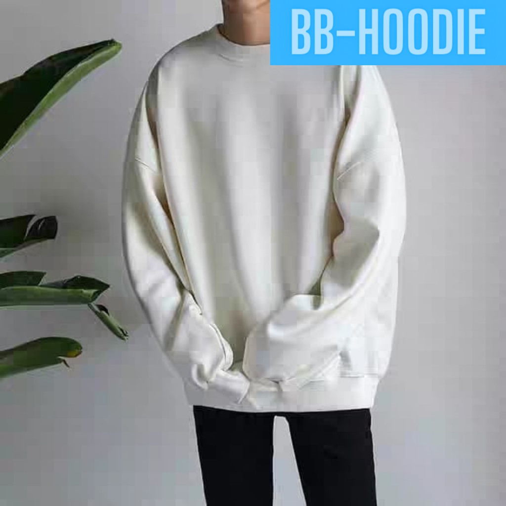 Áo Sweater Nỉ Unisex Tay Dài Form Rộng Nam Nữ Hai Màu Đen Trắng Cực Đẹp Áo Sweater Local Brand
