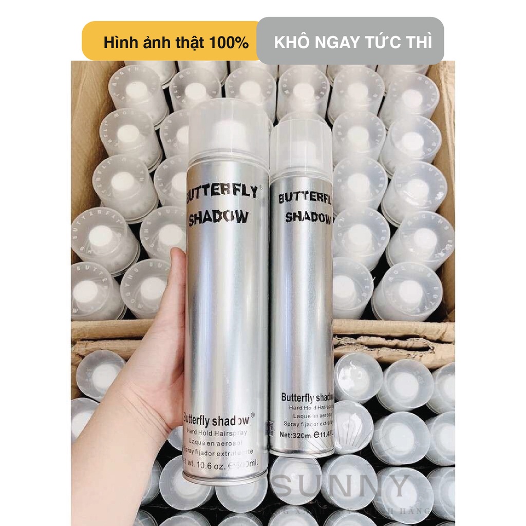 Gôm xịt tóc BUTTERFLY SHADOW Xịt và tạo kiểu trong tích tắc, giữ tóc cứng liên tục, khô ngay tức thì.