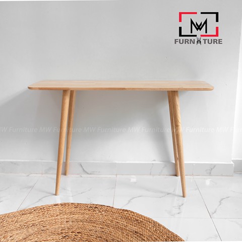 Bàn làm việc gỗ cao su cao cấp xuất khẩu Long Table không vạt thương hiệu MW FURNITURE - Nội thất căn hộ