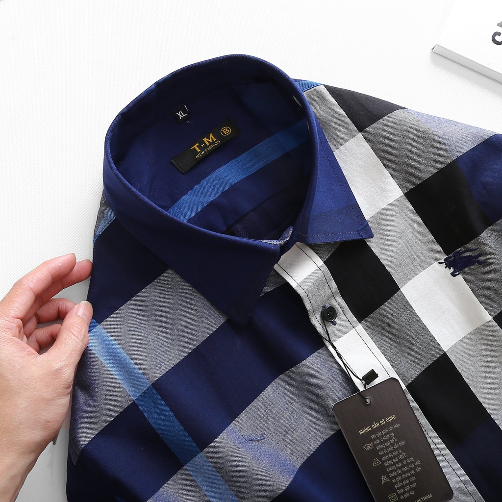 Áo sơ mi nam tay dài caro BBR BIGSIZE &lt; 130kg