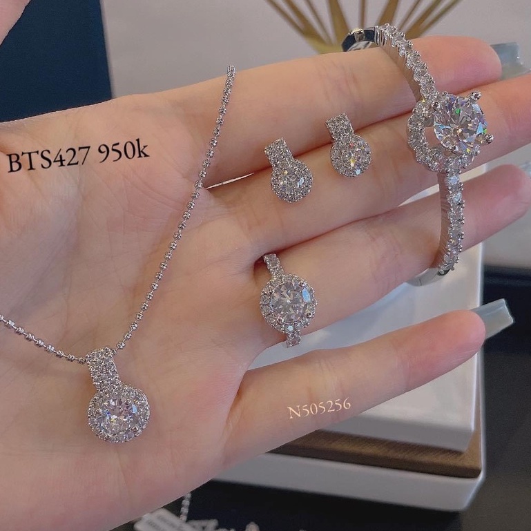 Bộ Trang Sức Bạch Kim Đá Bạch Kim - HB23801 - Lên Hình Cực Sang