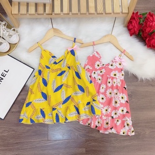Váy hai dây bé gái size nhí chất Lanh Lụa Thái(10-20kg)