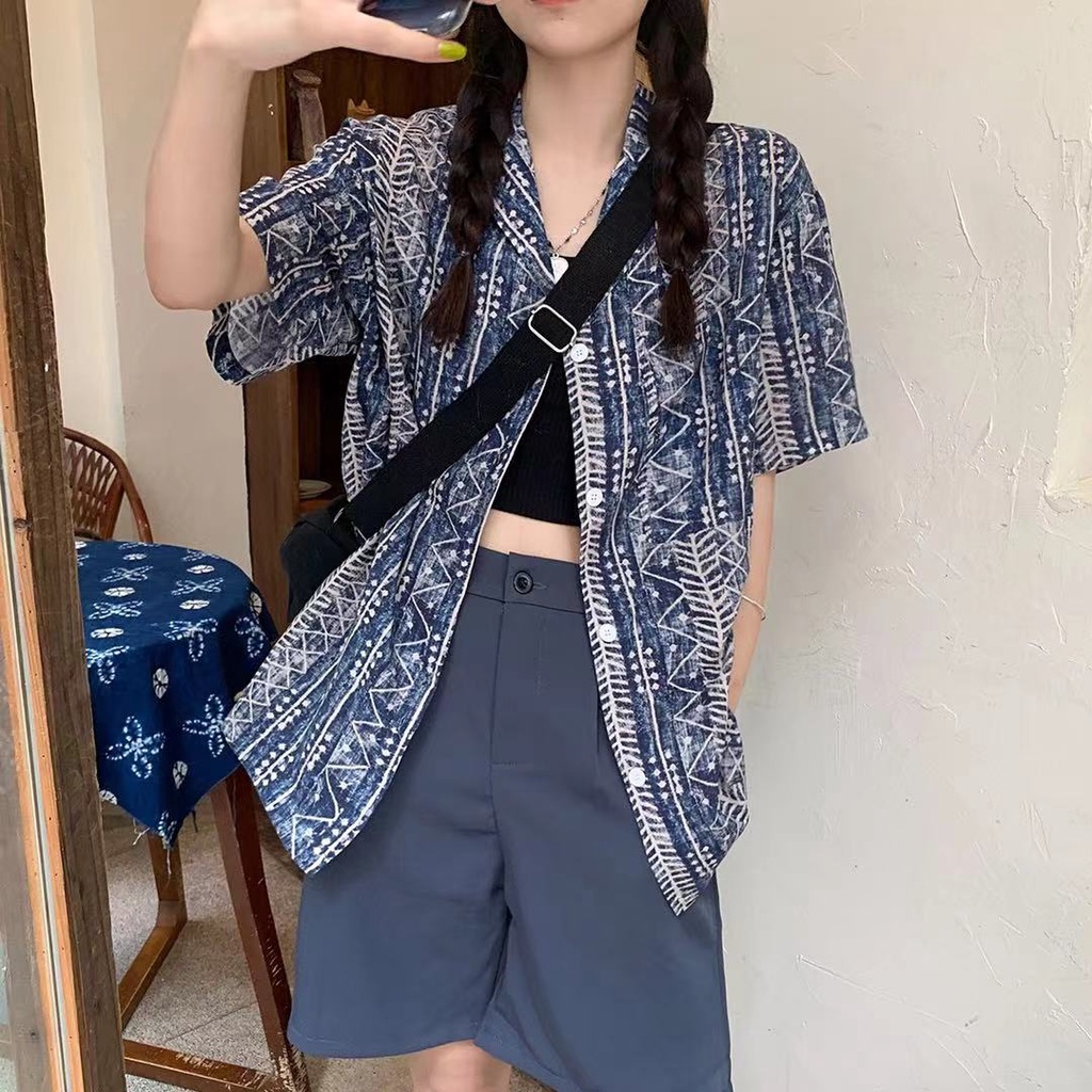 Áo Sơ Mi Tay Ngắn Dáng Rộng Phong Cách Hong Kong Cổ Điển Thời Trang Mùa Hè Hàng Mới Dành Cho Bạn Nữ