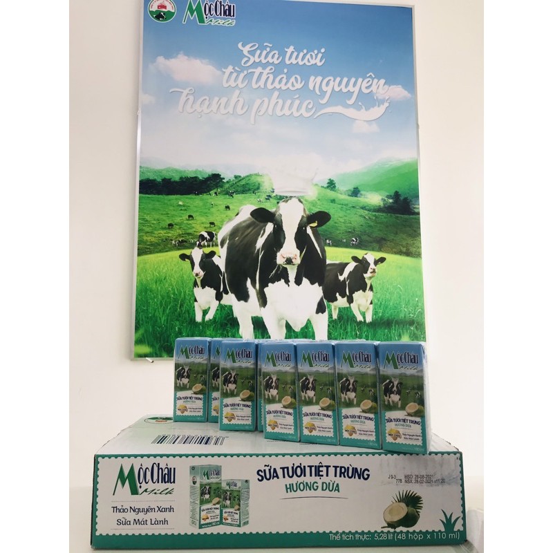 Sữa tươi 110 ml các vị Mộc Châu (cam/dâu/dừa/socola/có đường/ít đường)