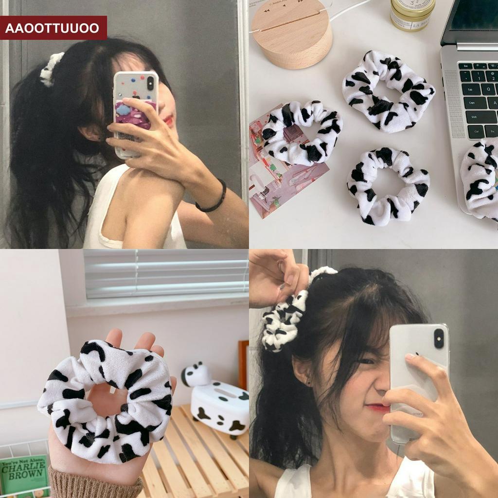 Dây buộc tóc họa tiết bò sữa đáng yêu