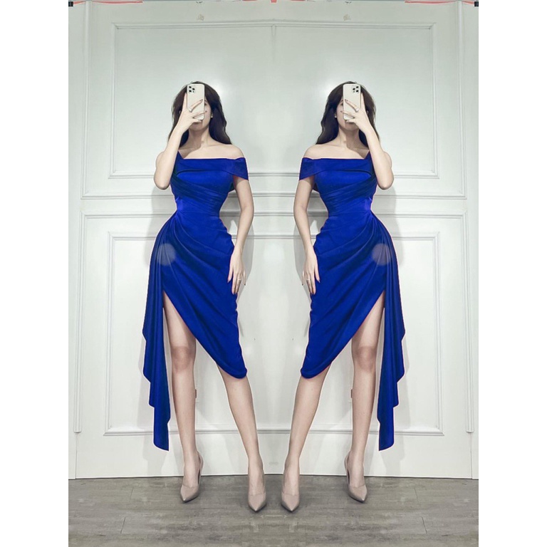 (Free ship) Mẫu THiết Kế Hợp Thời Trang Siêu HOT--- Đầm POLY 2 Da Lệch Váy, Lêch Vai Siêu Hack Dáng UP HHP Fashion
