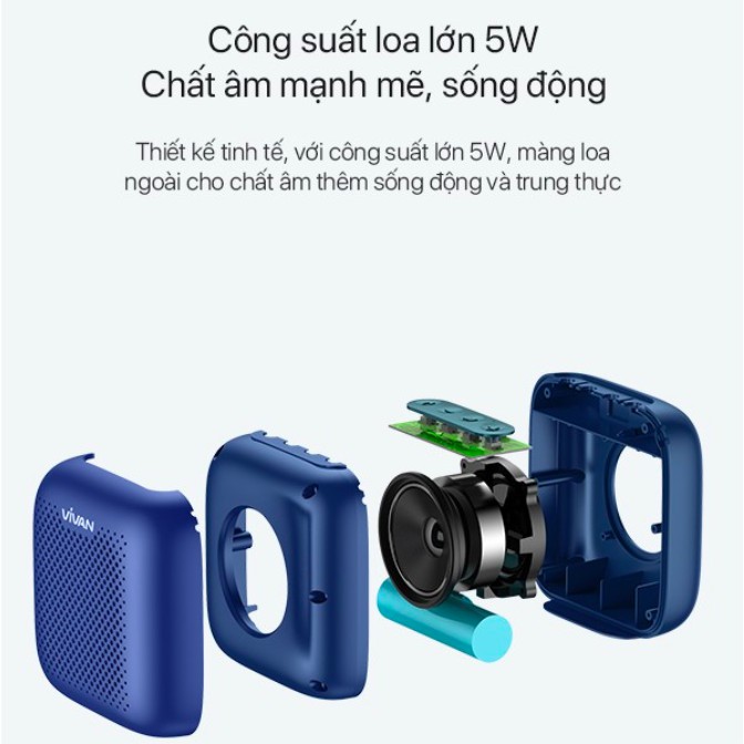 Loa TWS Bluetooth 5.0 VIVAN Chống Nước IPX5 Công suất 5W 1800mAh Playtime đến 10H -VS1-BH 1 năm 1 đổi 1 CHÍNH HÃNG