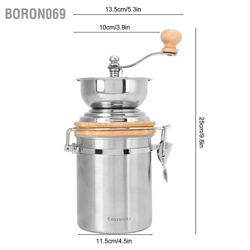 Cối xay cà phê thủ công Máy xay cà phê bằng tay thép không gỉ 304 nhỏ cho văn phòng tại nhà Boron069