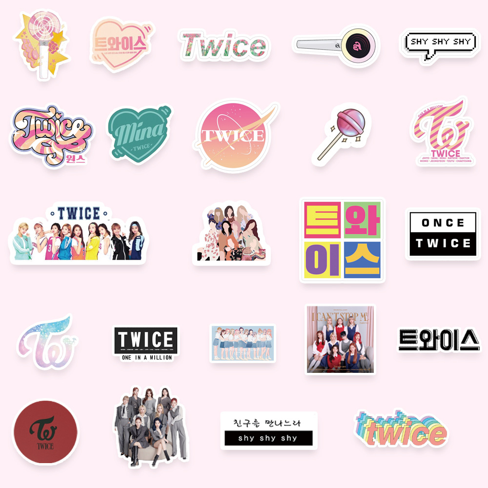 Bộ 82 Sticker Dán Trang Trí Sổ Lưu Niệm & Điện Thoại Hình Nhóm Nhạc Twice Diy