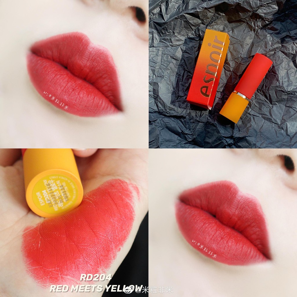 (CAM KẾT CHUẨN AUTH)Son Espoir Lipstick No Wear Gentle Matte  MÀU RD204 Red Meets Yellow