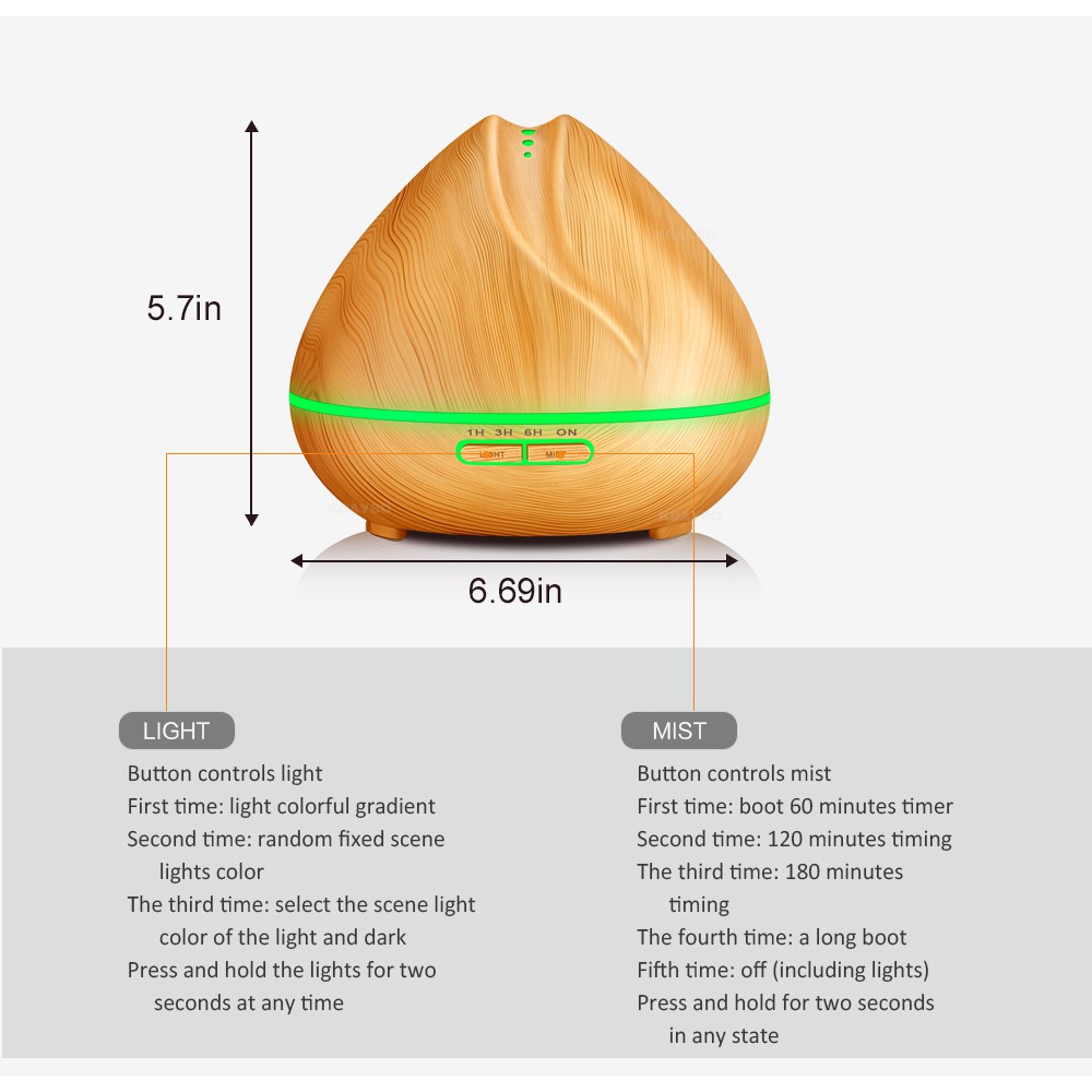 Máy xông tinh dầu , máy phun sương tinh dầu 550ml - Hàng chính hãng, bh 12 tháng