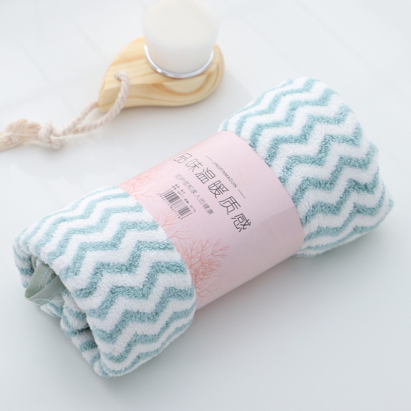 Khăn mặt cotton lông cừu Hàn Quốc mềm mịn siêu thấm nước kẻ sọc , Khăn lau tay đa năng 50x35 cm