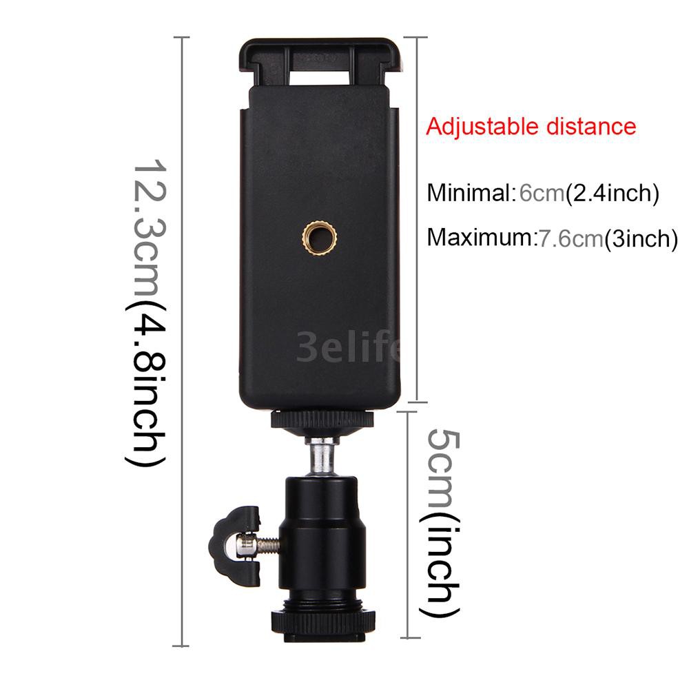 ❦PU214 Hot Shoe Tripod Head Universal Useful 360 Degrees Stable Selfie SticksTripod Mount Stand Clamp for iPhone Smartph