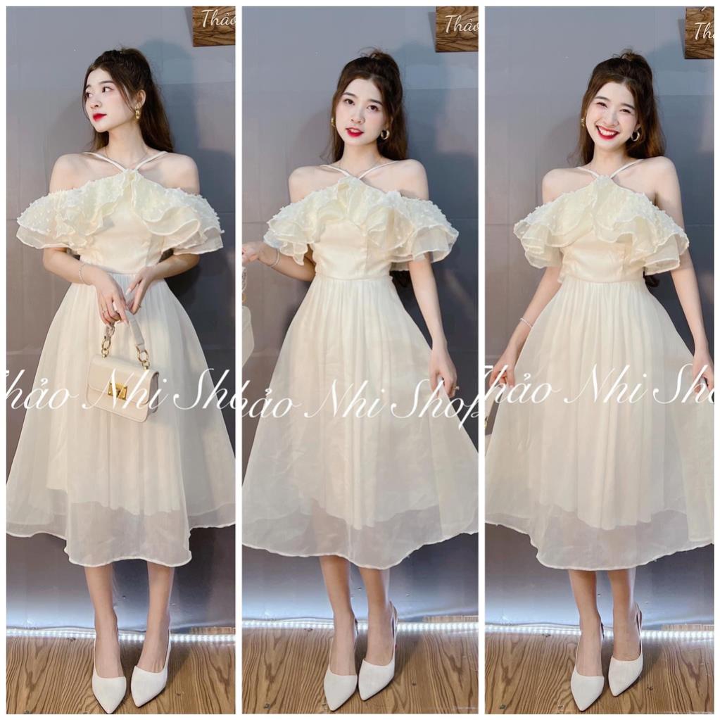ĐẦM MAXI TƠ BE CỔ YẾM DÁNG DÀI VÁY THIẾT KẾ ĐI TIỆC Ạ