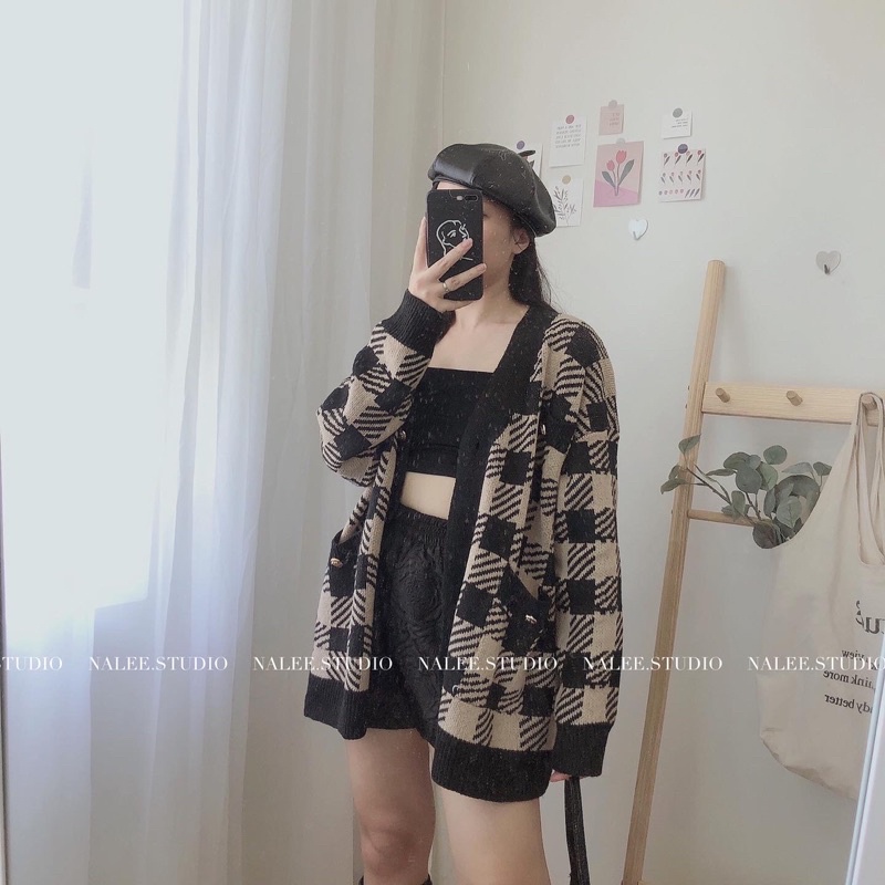 Len cardigan kẻ ô | BigBuy360 - bigbuy360.vn