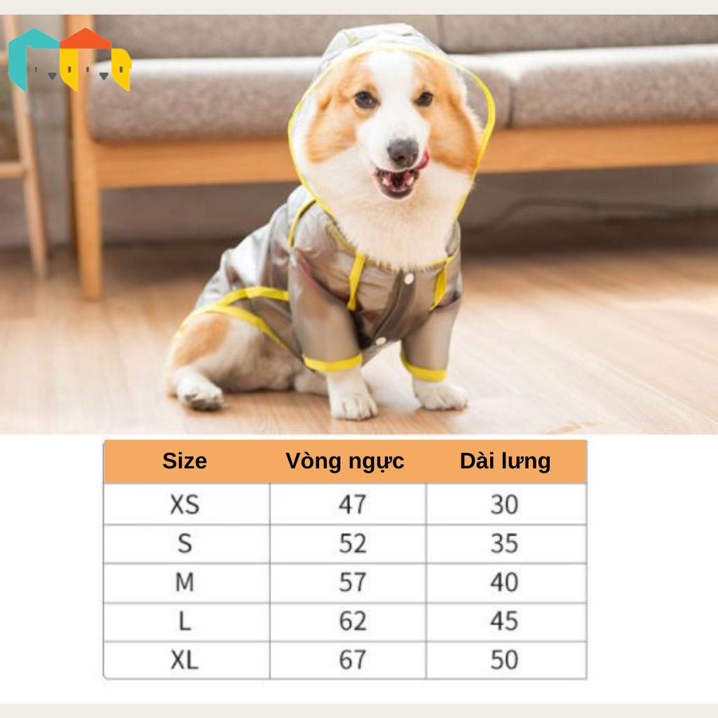 Hipidog Áo mưa cho chó lưng dài chó corgi