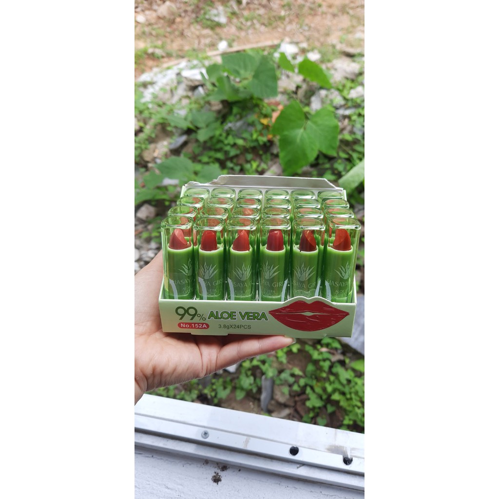 Hộp 24 cây Son dưỡng môi Nha đam Hasaya Girl Vera 99% Thái Lan