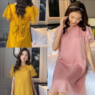 Váy Bầu Dự Tiệc Thiết Kế Phối Nơ Chất Tơ Lụa Đẹp Sang Chảnh 👗