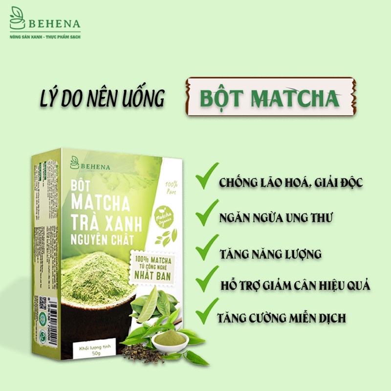 Bột trà xanh matcha nguyên chất Behena 50gr