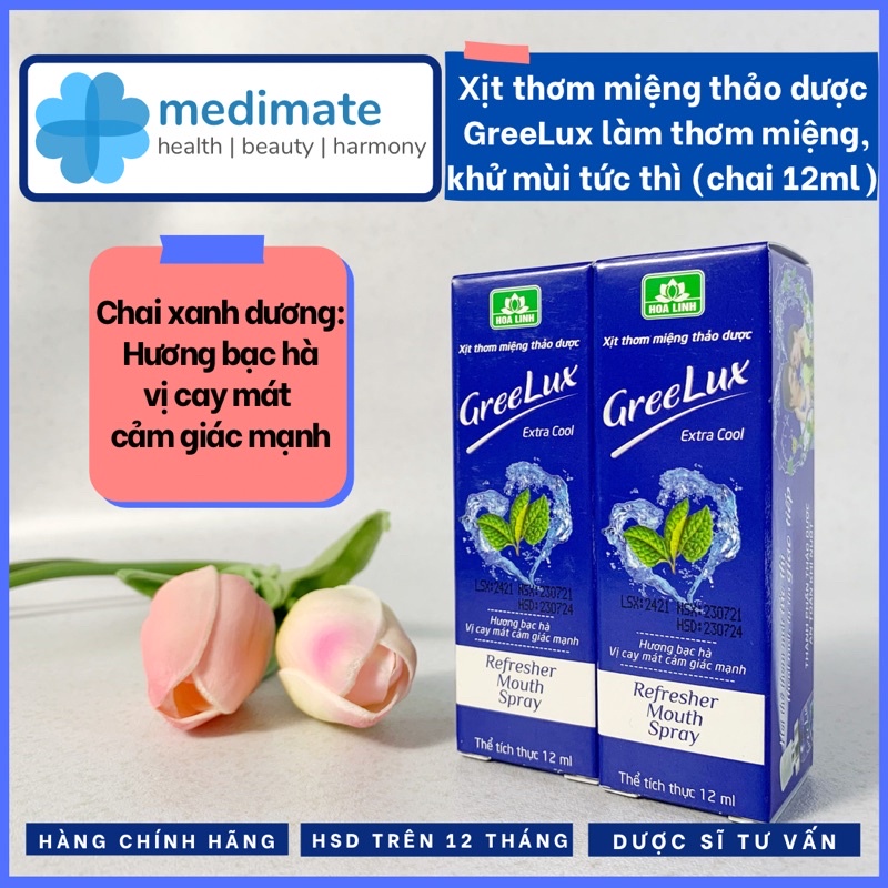 Xịt thơm miệng thảo dược GreeLux thơm miệng tức thì, chăm sóc răng miệng (chai 12ml)