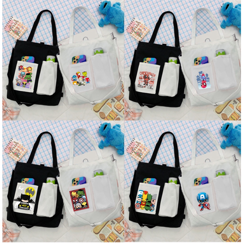 Túi Vải Tote Kiêm Balo phi hành gia TBL5 12 cung hoàng đạo ngựa thần siêu anh hùng gấu thỏ cherry lotso cáo lina stella