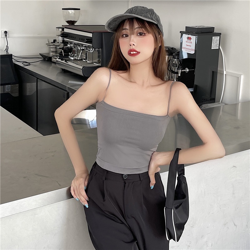 Áo Croptop Không Tay Màu Trơn Thời Trang Cho Nữ