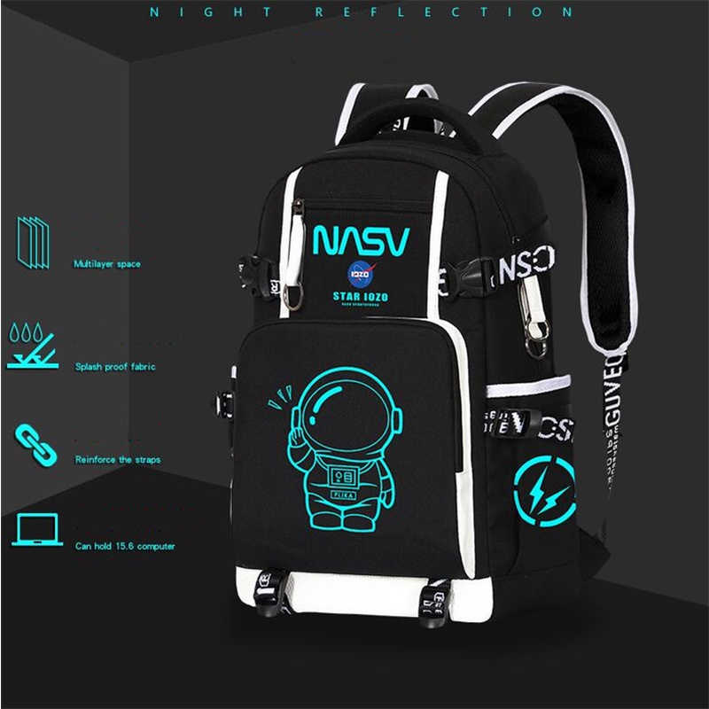 Balo Siêu Nhẹ Chống Thấm Nước Họa Tiết Phi Hành Gia Hoạt Hình Dành Cho Bé Trai