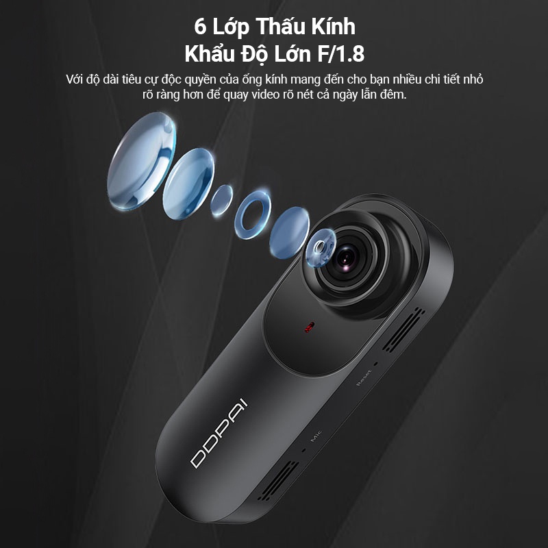 [Bản quốc tế] Camera hành trình DDPAI Dash Cam mola N3 Driving Recorder Camera gắn trên ô tô với Wi-Fi 1600P