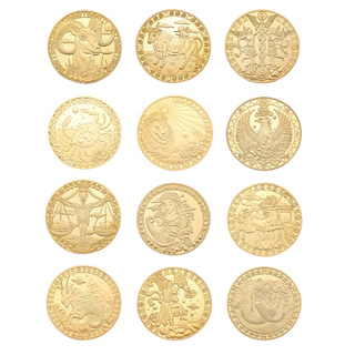 COD| 12 Constellation Gold Plated Physical Commemorative Coin Collectible Gift