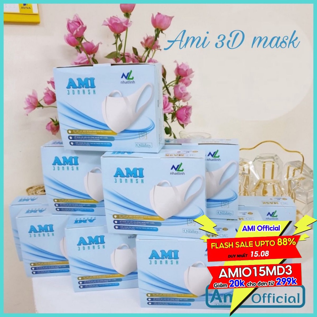 Sỉ thùng khẩu trang Ami 3D mask , thùng 500c - ami official