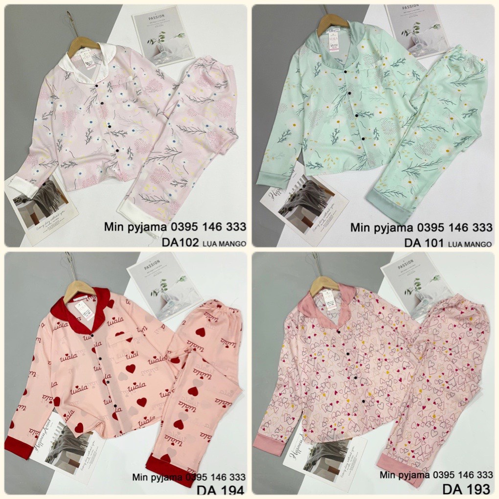Đồ ngủ pyjamas lụa mango tay dài quần dài
