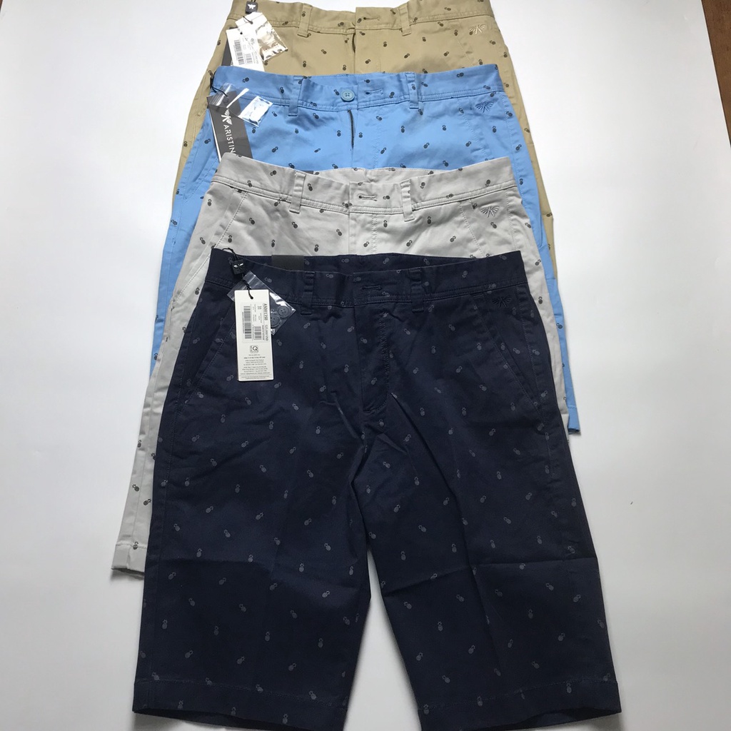 Quần short kaki nam ARISTINO cao cấp chất dày mịn đứng dáng from ôm aso013s8