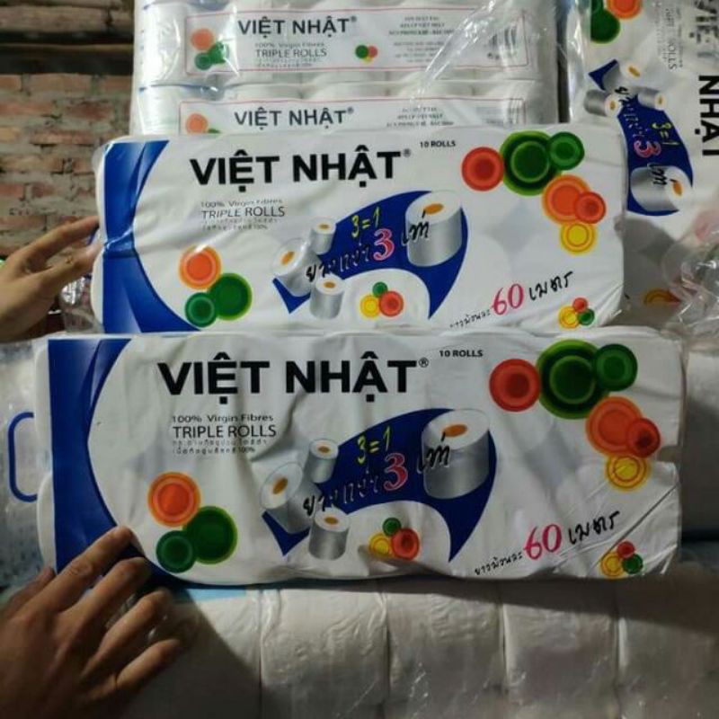 Giấy vệ sinh Việt Nhật 3 lớp siêu dai, 10 cuộn