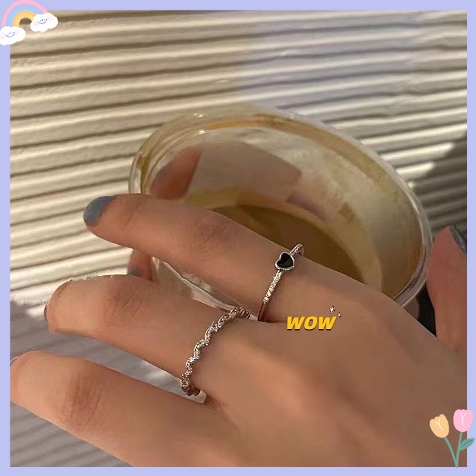 Nhẫn Thời Trang Hàn Quốc Màu Đen Cho Nữ