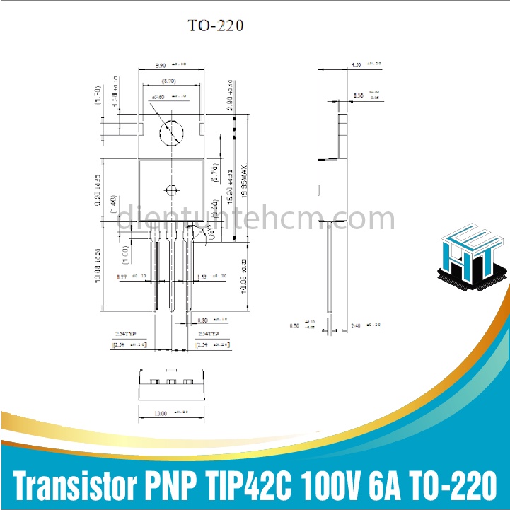 Combo 4 con Transistor công suất PNP TIP42C 100V 6A TO-220 3L