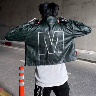 MENDE - Crop Jacket - Áo khoác da crop màu xanh lá
